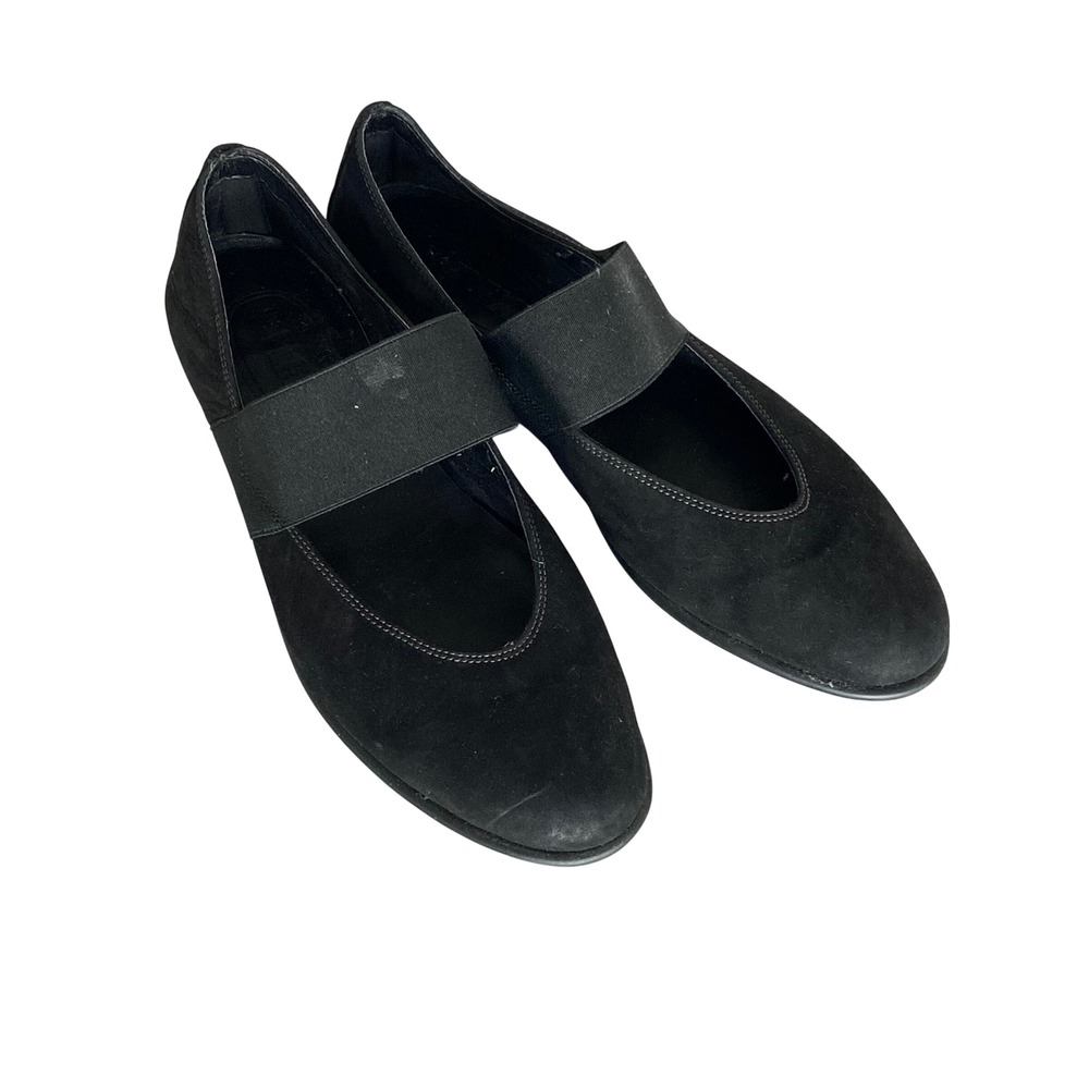 The Flexx Womens Black Suede Mary Jane Elastic Strap Flats Shoes US 7.5 EU 38.5